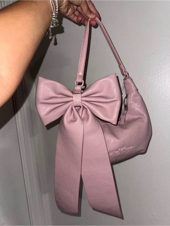 Betsey Johnson Handbags - Betsy Johnson Women's Pink Bow Shoulder Bag - Elegant Soft Faux Leather